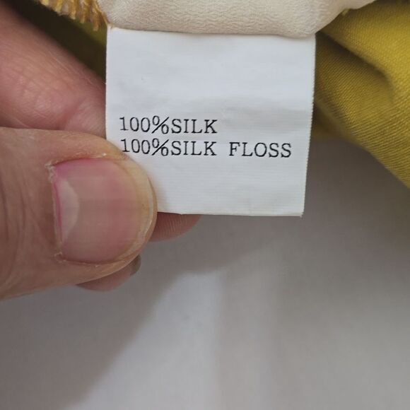 Miu Miu Yellow Button Down Shirt with 3/4 Sleeve and Mandarin Collar L - Picture 8 of 9